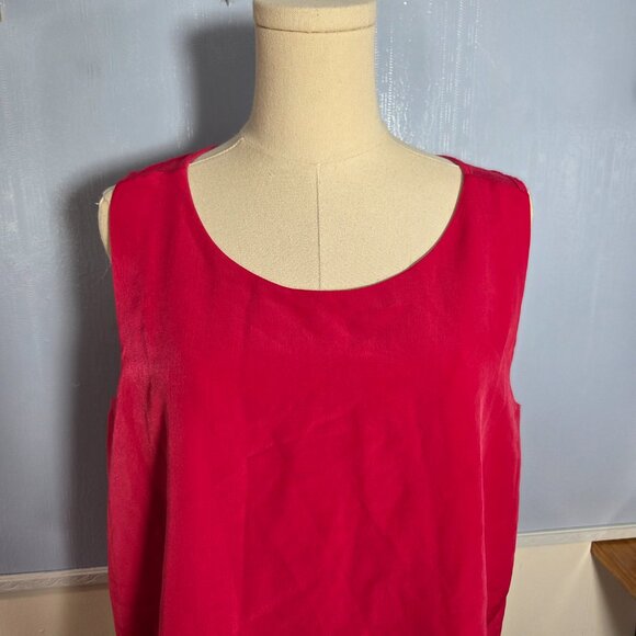 DG2 Large Bright Pink Layered Chiffon Summer Casual Sleeveless Blouse Tank Top - Picture 2 of 9